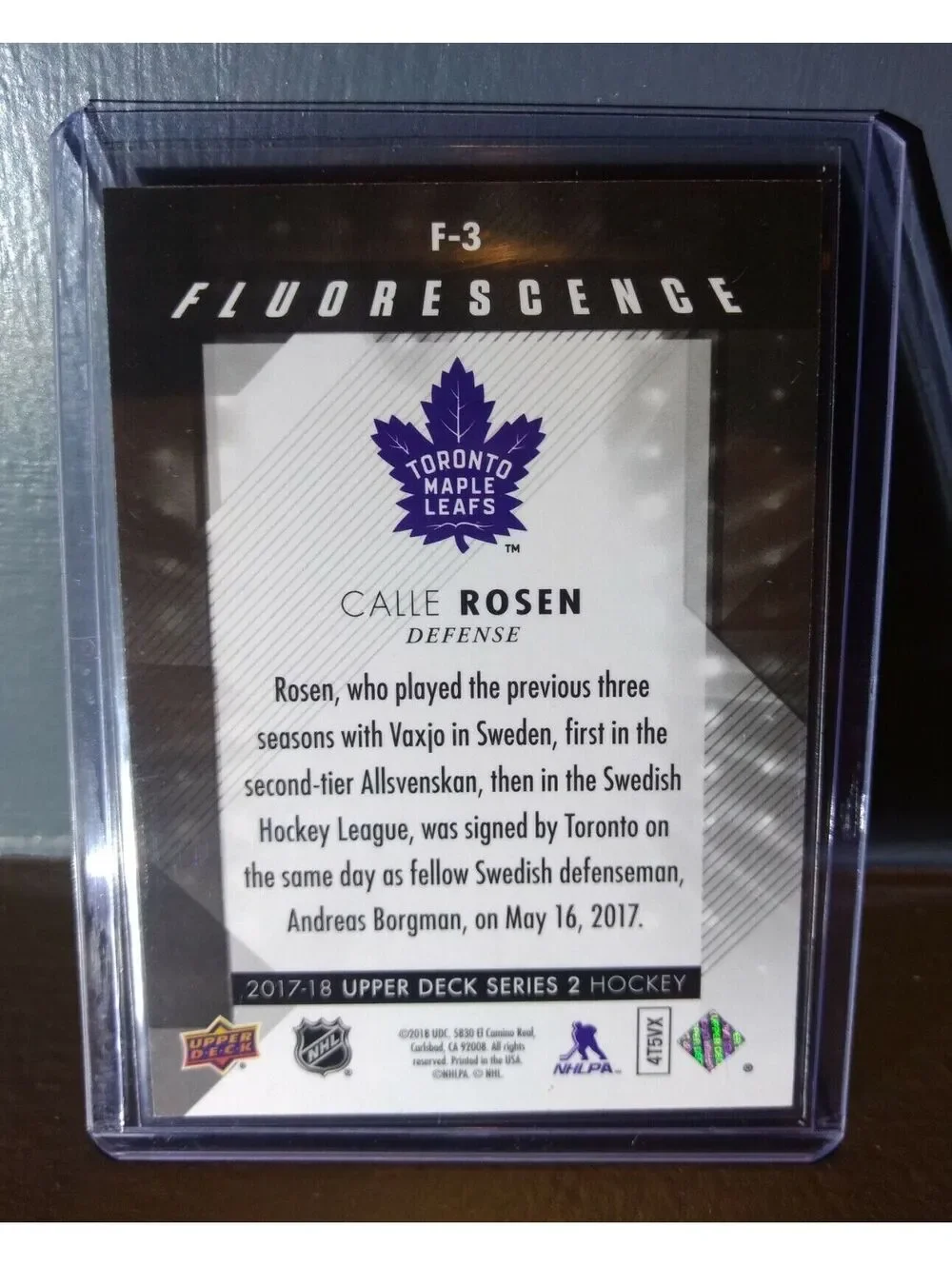 2017 Calle Rosen Upper Deck Fluorescence #F-3 Hockey Card #/150